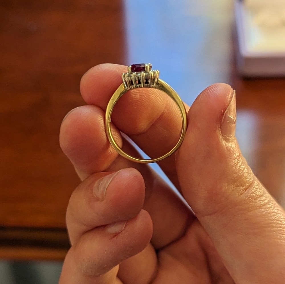 MICHAEL HILL Lab Created Ruby Gold Ring with diamonds